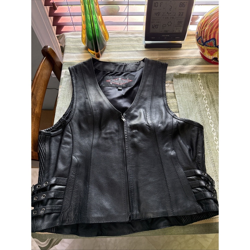 Street & Steel Leather Motorcycle Vest Size XL